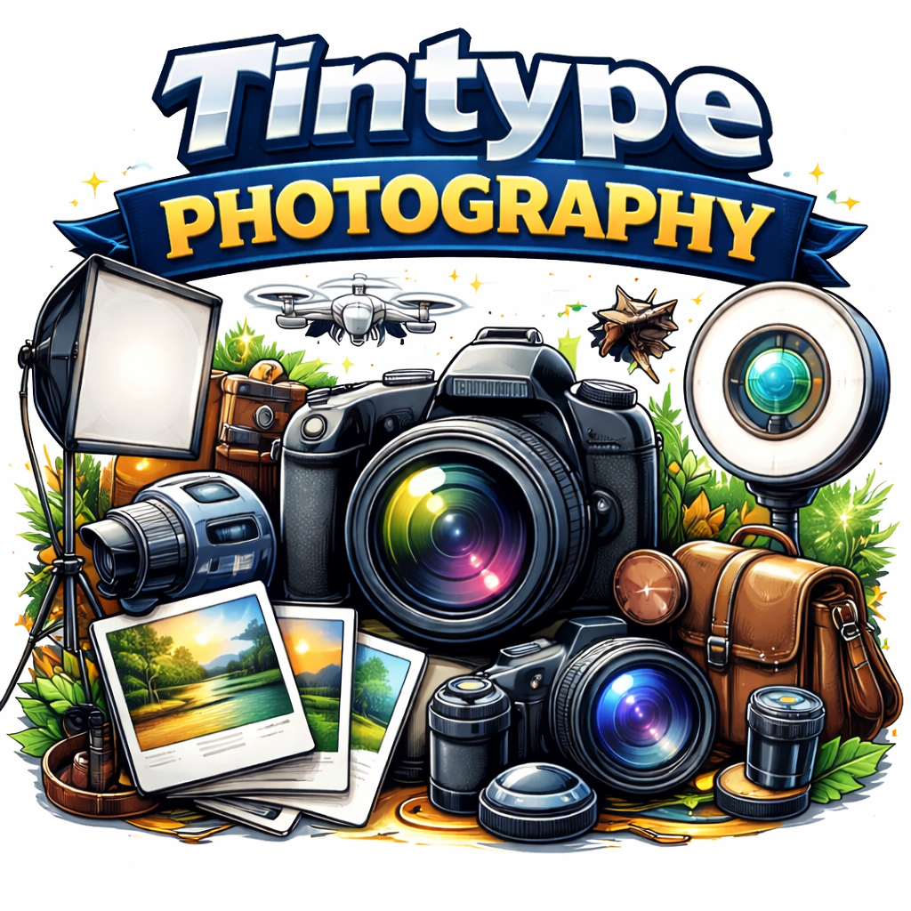 Tintype Photography logo and equipment